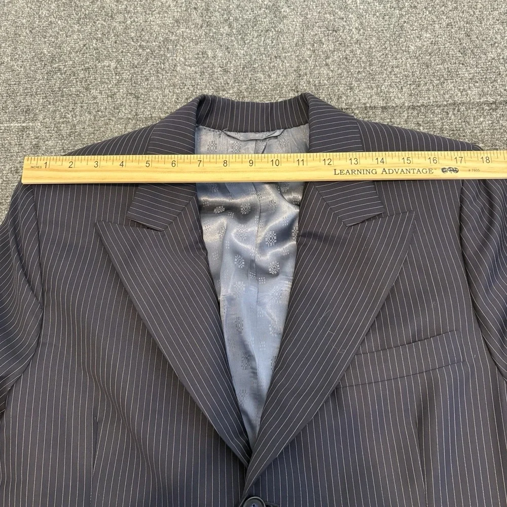 Ermenegildo ZEGNA Trofeo Blue Wool Lined Pinstripe Coat Blazer‎ Jacket Men Sz 45